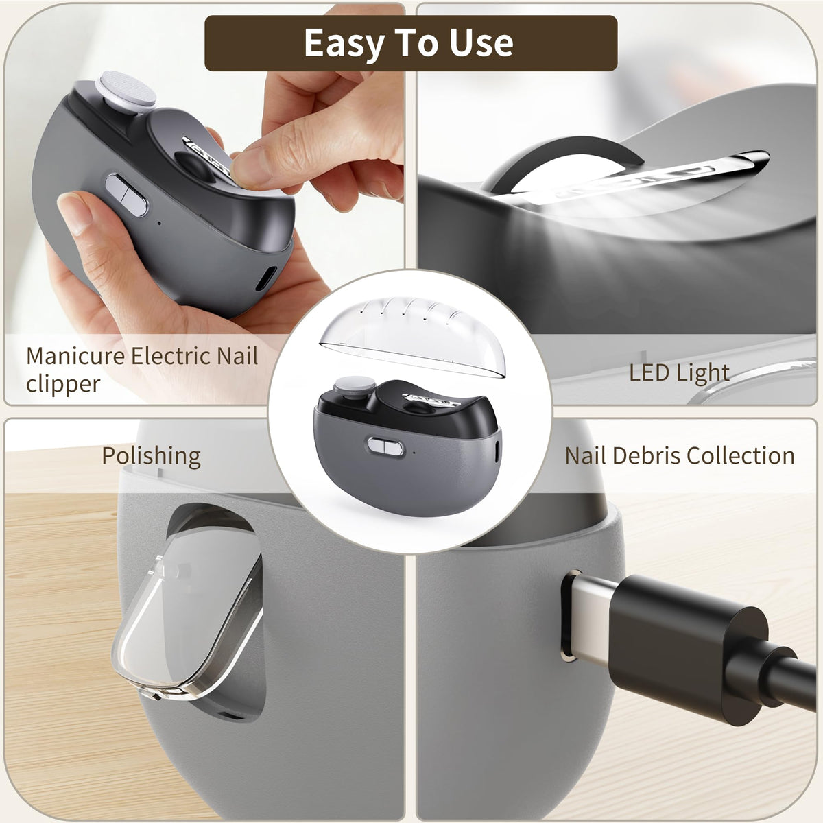 Goinfos space-gray nail clipper designed for a comfortable grip.