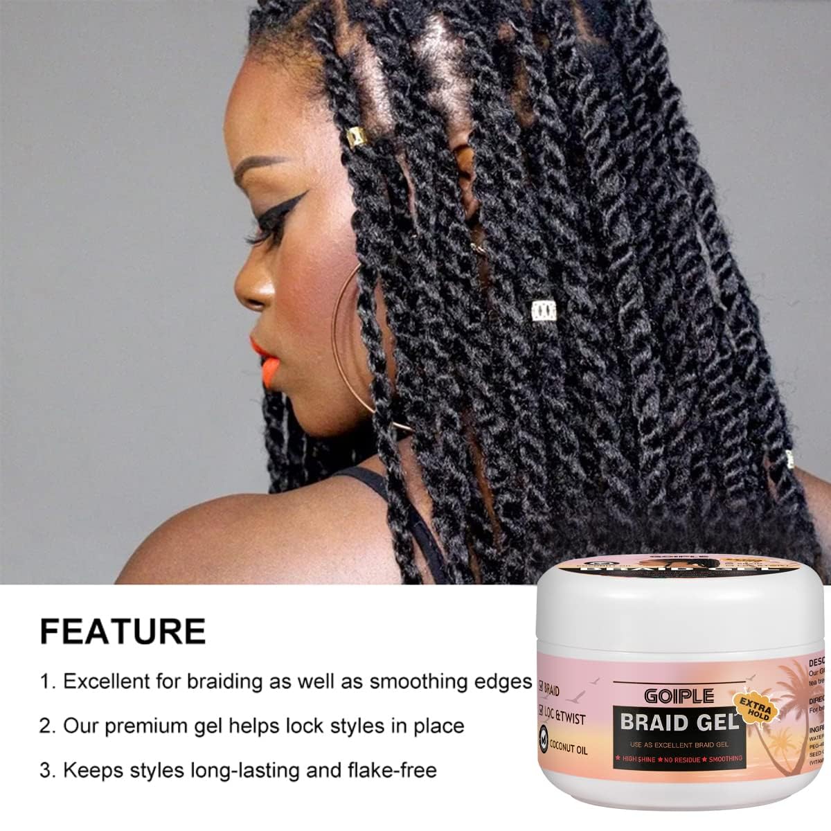 Goiple Black Rat Tail Combs set helps smooth and section hair during braiding.