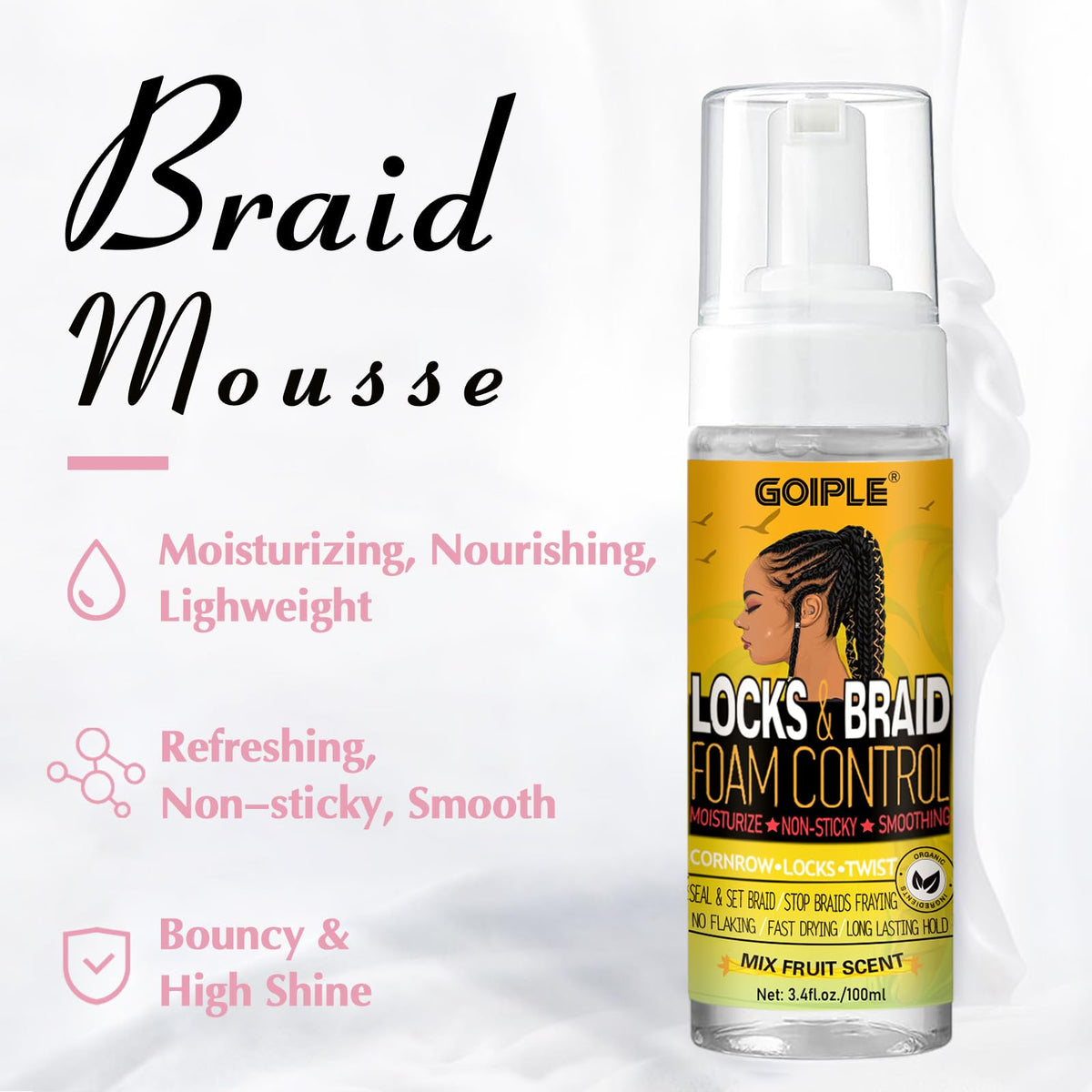 Goiple Braid Gel Extreme Hold bottle defines braids with moisture retention.
