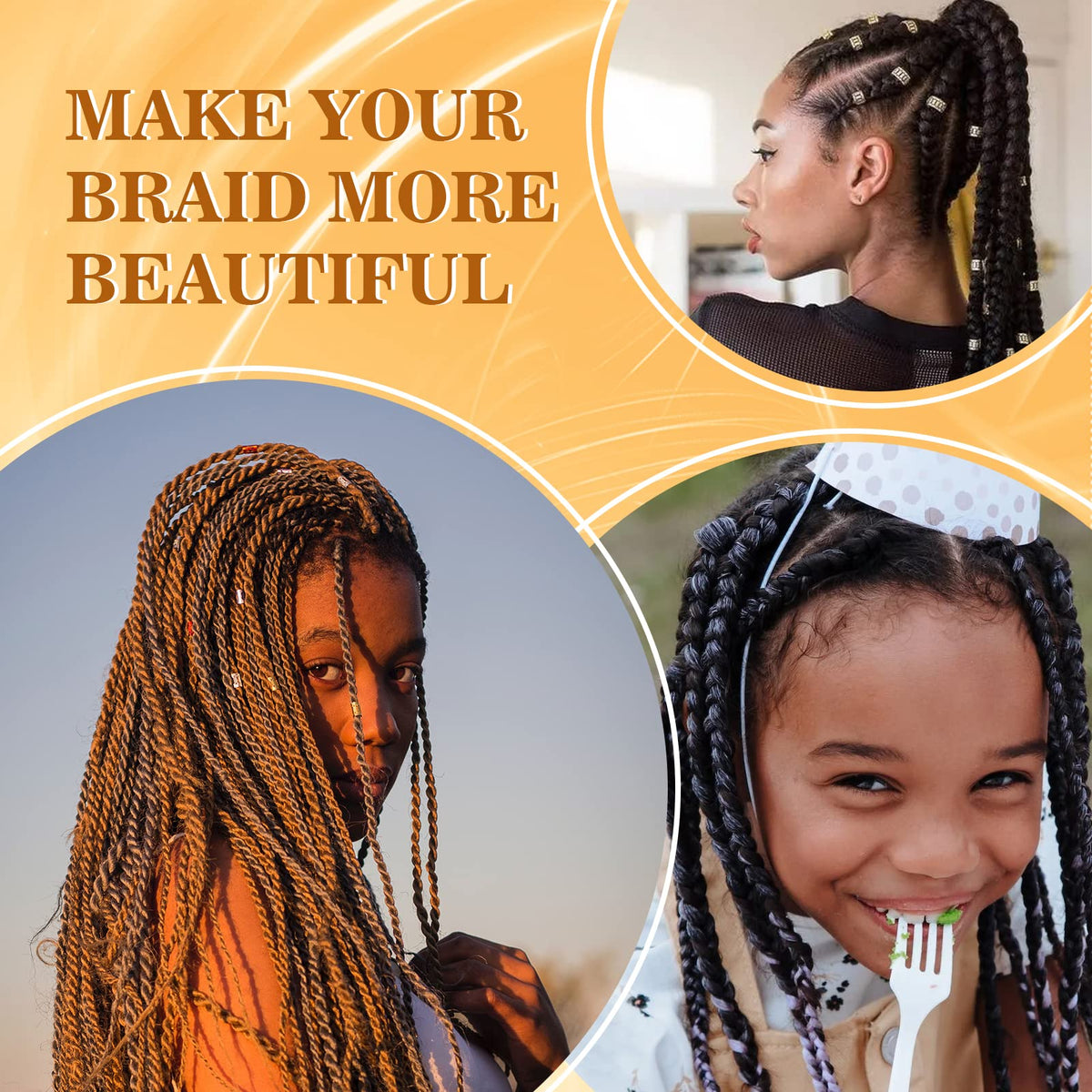 Goiple kit contents help you create neat braid looks.