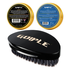 Goiple curved 360 wave brush travels in gym bag for quick touch-ups.
