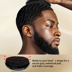 Goiple travel-size curved 360 wave brush fits in bags for on-the-go grooming.