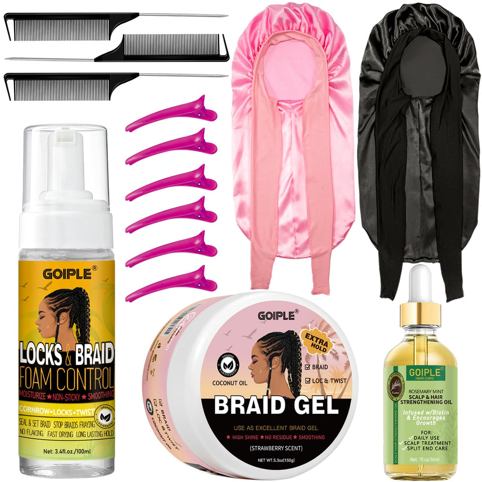 Goiple extra hold braid mousse for long-lasting twists and braids.