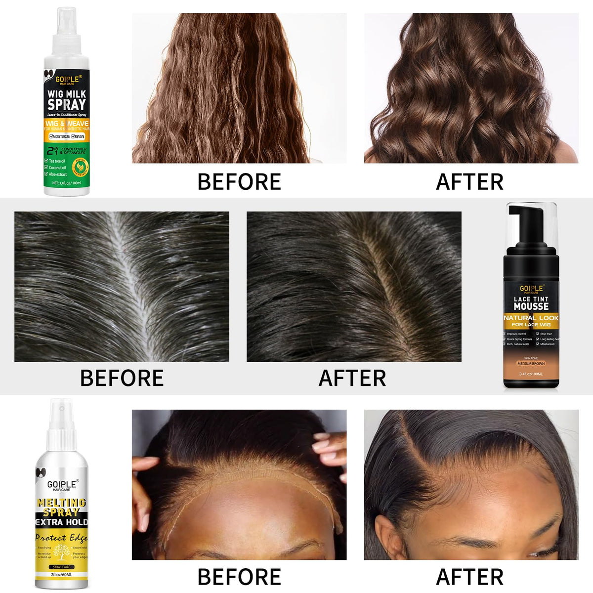 Goiple hair wax stick highlighting edge shaping and frizz control