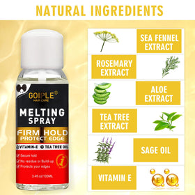 Goiple lace melting spray applies evenly for comfortable scalp hold.