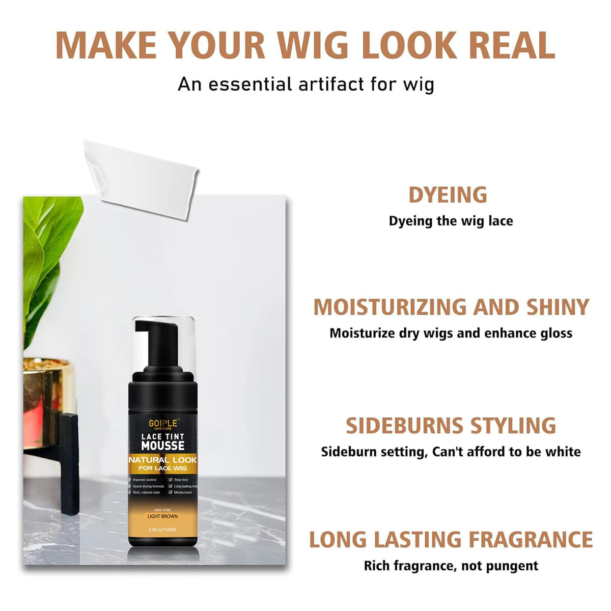 Goiple lace tint mousse application blends lace with natural tone