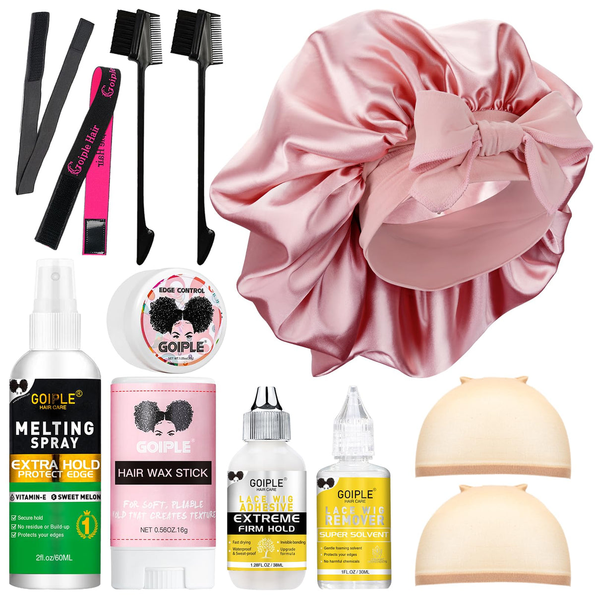 Goiple lace wig glue kit adhesive shows secure, natural lace melt for day-long wear