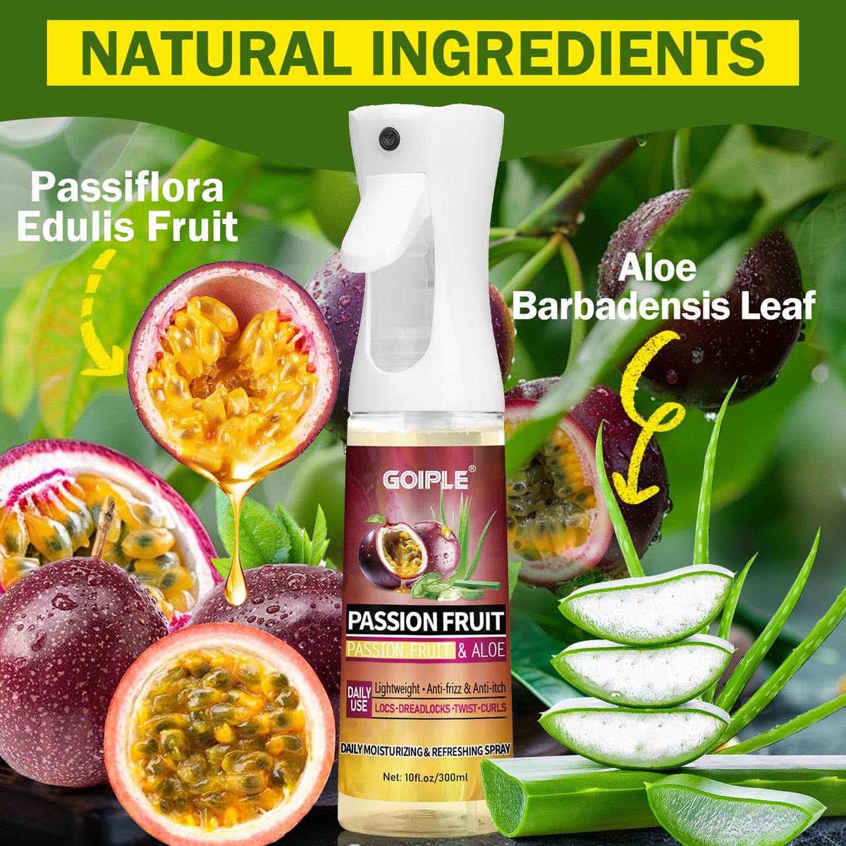 Goiple Loc Moisturizing Spray with rose water adds subtle shine to dull locs
