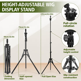 Goiple mannequin head stand securely supports wigs for demonstrations