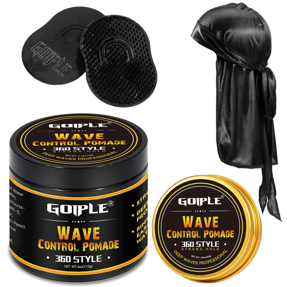 Goiple natural wave pomade 4oz bottle showing strong hold and shine.