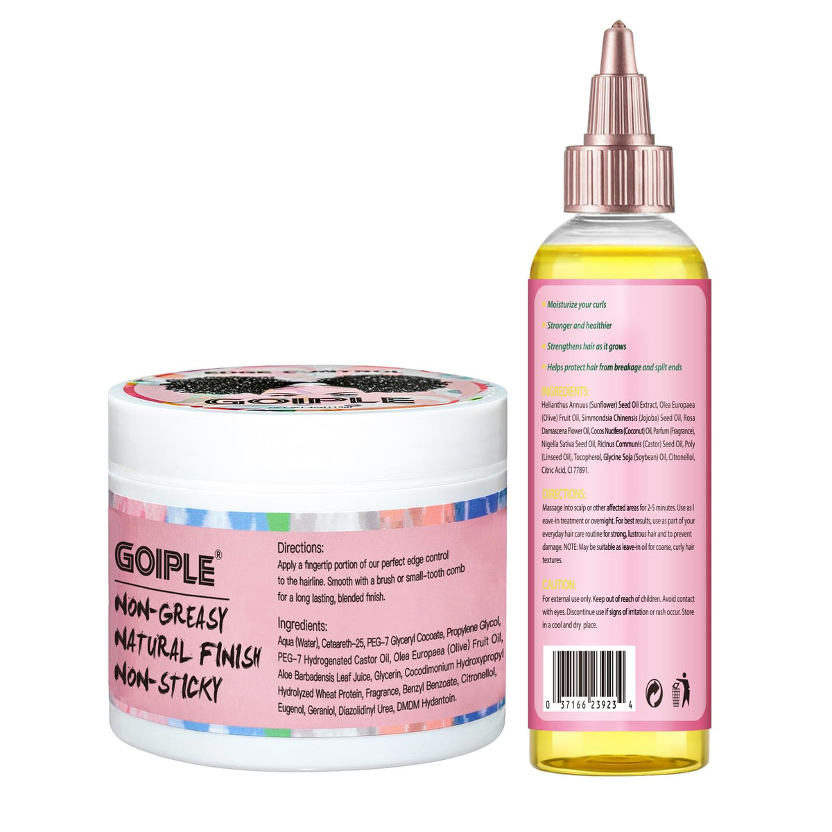 Goiple non-greasy-finish image conveys lightweight styling suitable for all hair types