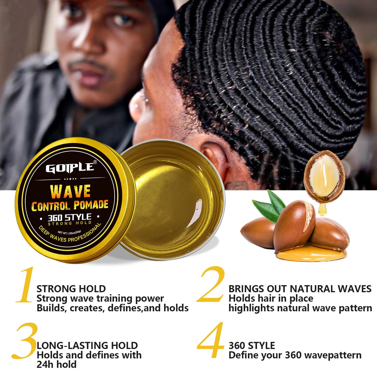 Goiple pocket palm combs shape waves and smooth hair during styling.