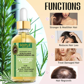 Goiple Rosemary Hair Growth Oil bottle supports scalp nourishment for healthier-looking hair.