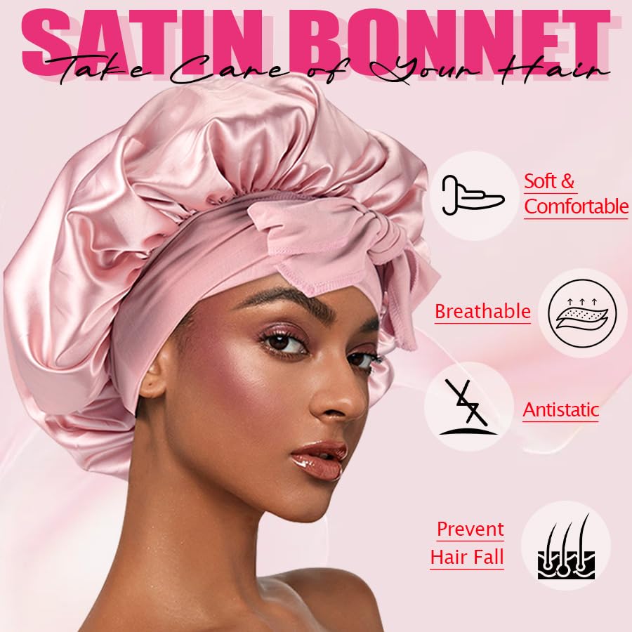 Goiple satin-braid-bonnet protects hairstyles while resting, reducing frizz