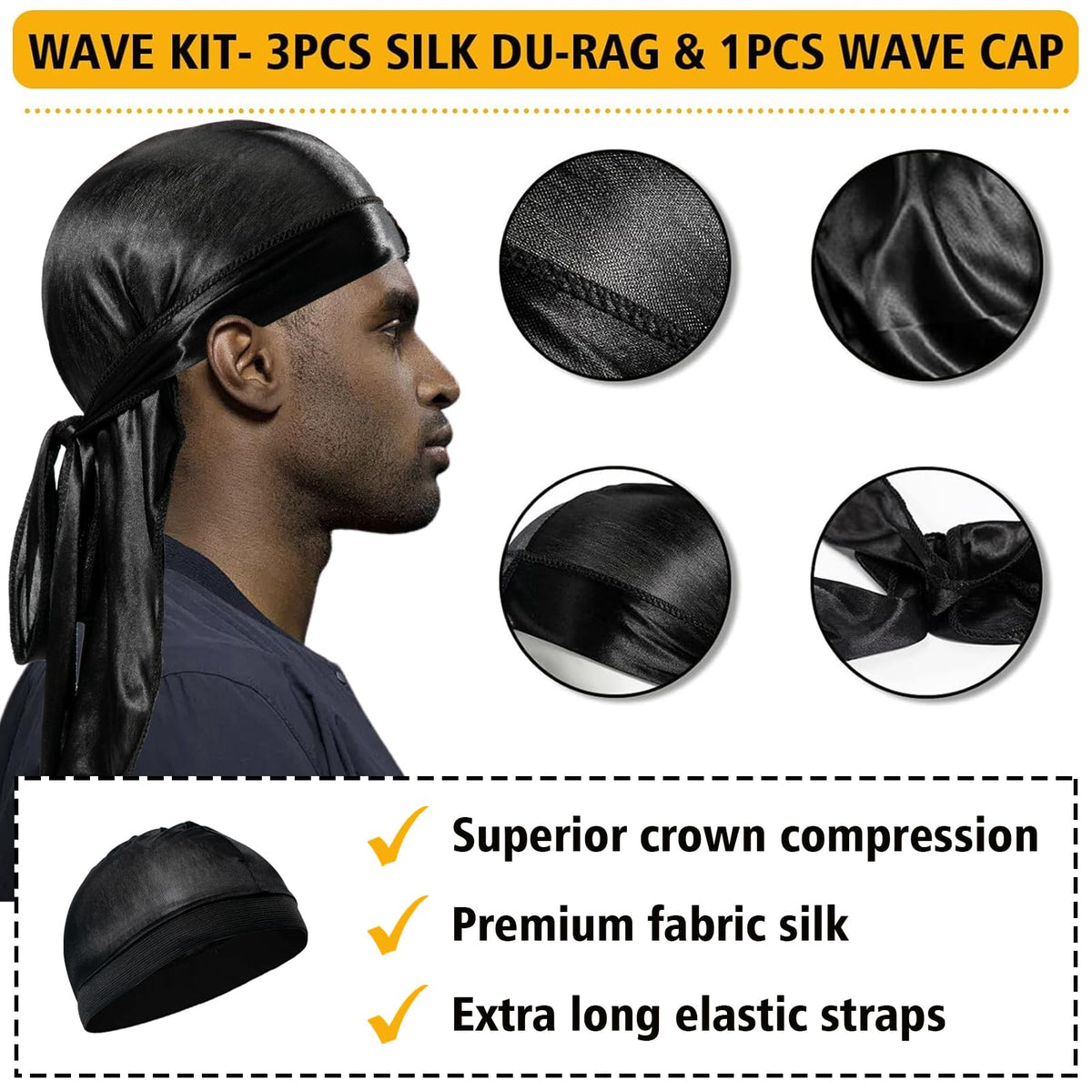Goiple Silky Durag blue fabric enhances wave stability.