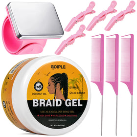 Goiple strong hold braiding gel application for smooth twists and defined edges.