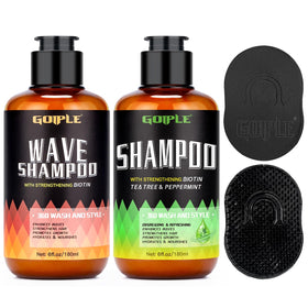 Goiple 12 oz wash shampoo bottle front for hydrated, defined waves.