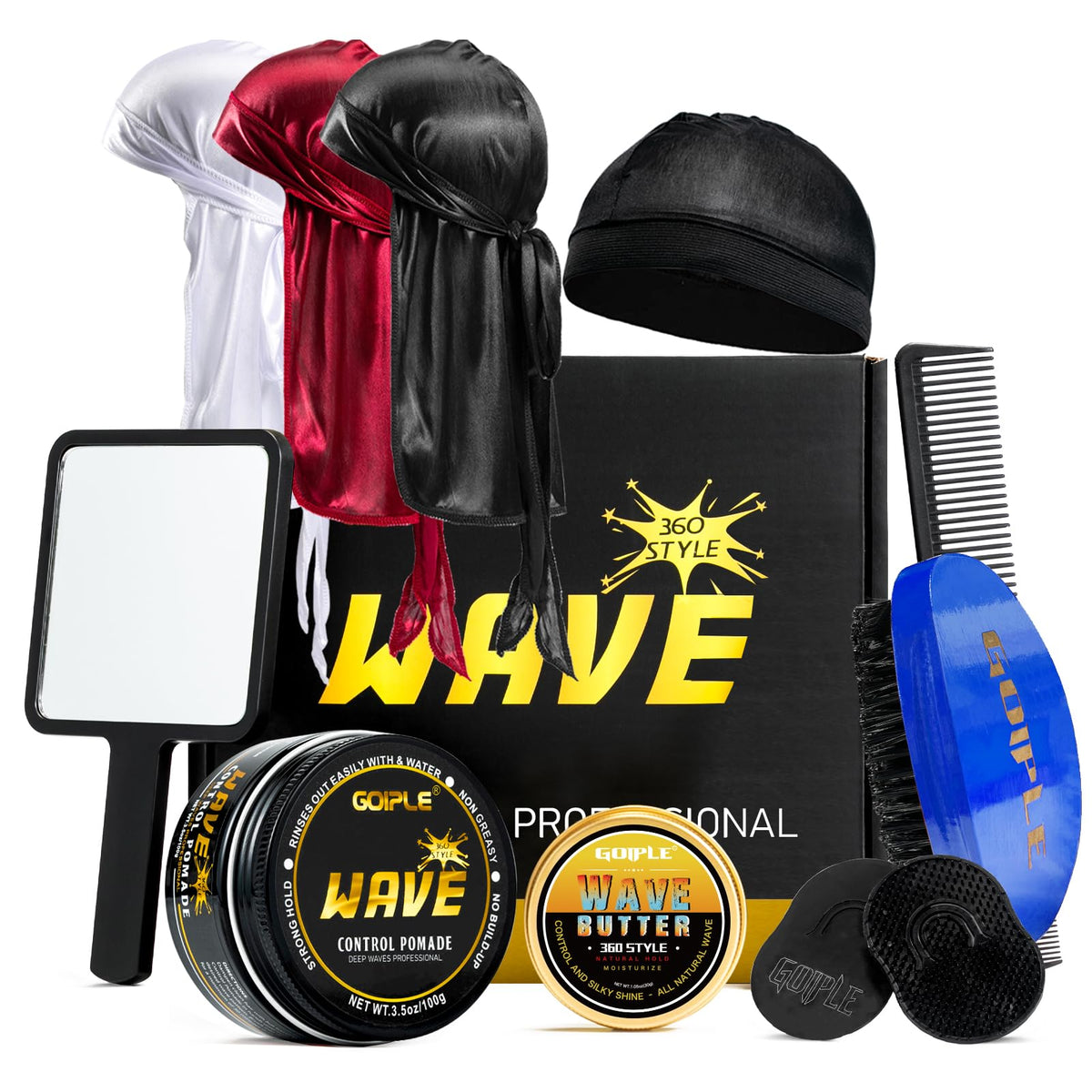 Goiple Wave Pomade bottle delivers strong hold for sleek waves.