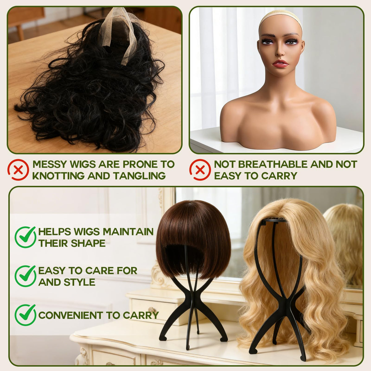 Goiple wig brush and comb set for smooth detangling.