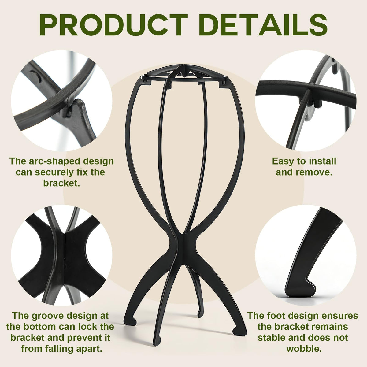 Goiple drying-friendly wig stand promotes faster air drying.