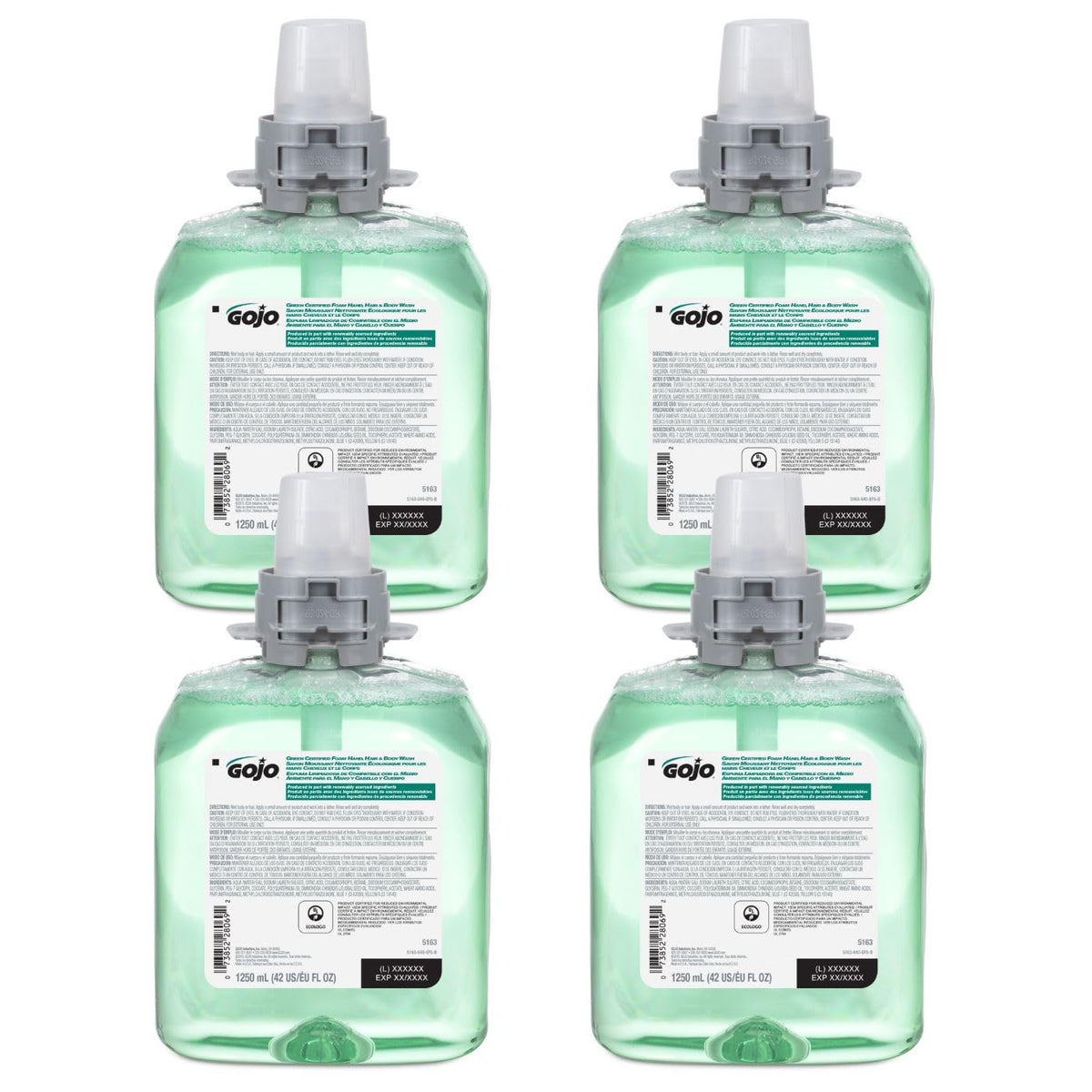 GOJO Green Certified foam wash bottle with cucumber melon scent for refreshing cleansing.