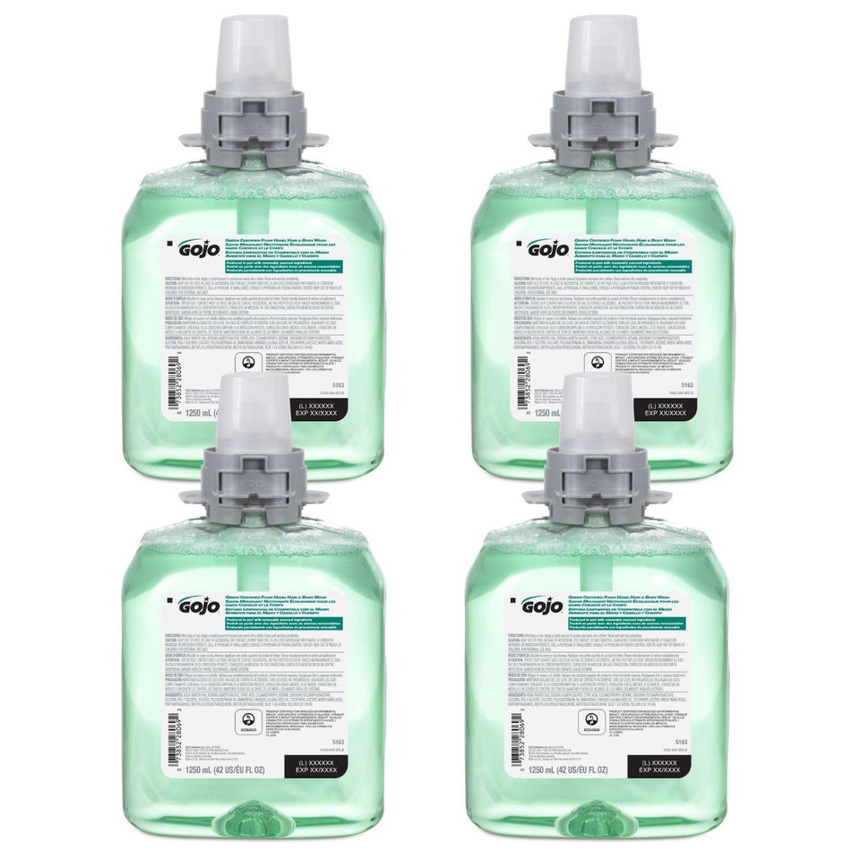 GOJO Green Certified foam wash bottle with cucumber melon scent for refreshing cleansing.