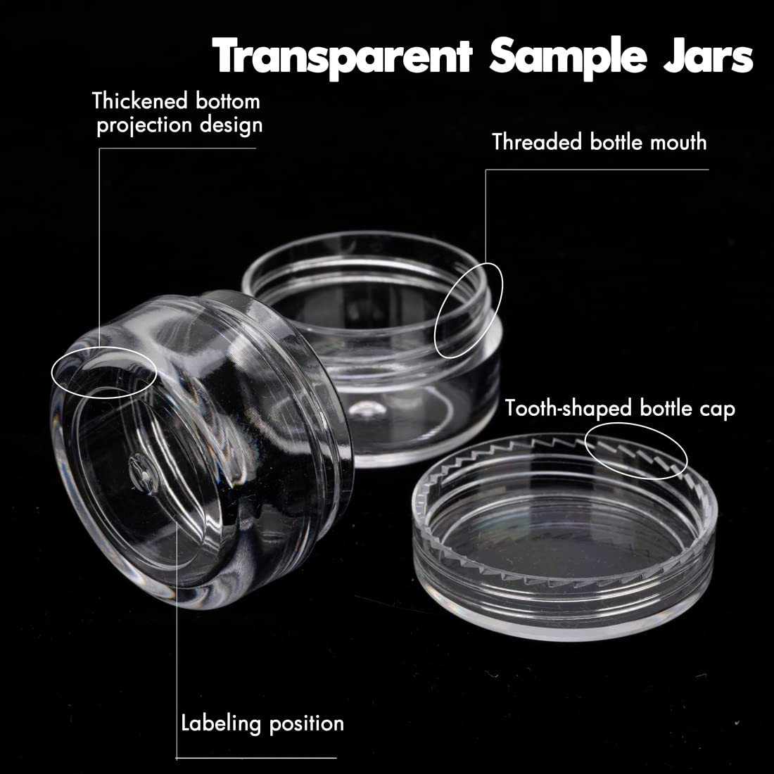 GOLACKY 100-count set of clear containers with lids for cosmetics.