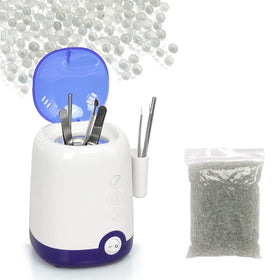GoLashFun nail tool sterilizer in white with glass beads for quick dry heat.