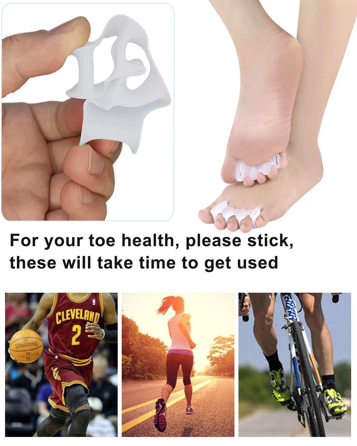 Golbylicc pain-relief toe spacers promote gentle toe realignment.