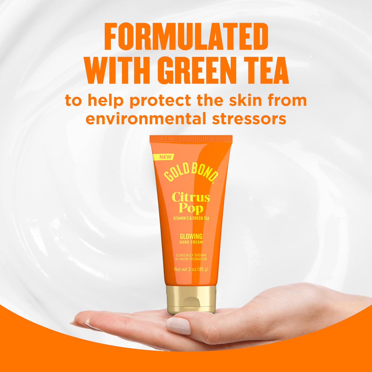 Gold Bond Citrus Pop Glowing Hand Cream scent conveys lemon and grapefruit notes.