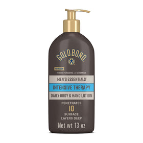 Gold Bond Men's Essentials Hydrating Lotion pump bottle front view for daily moisture.