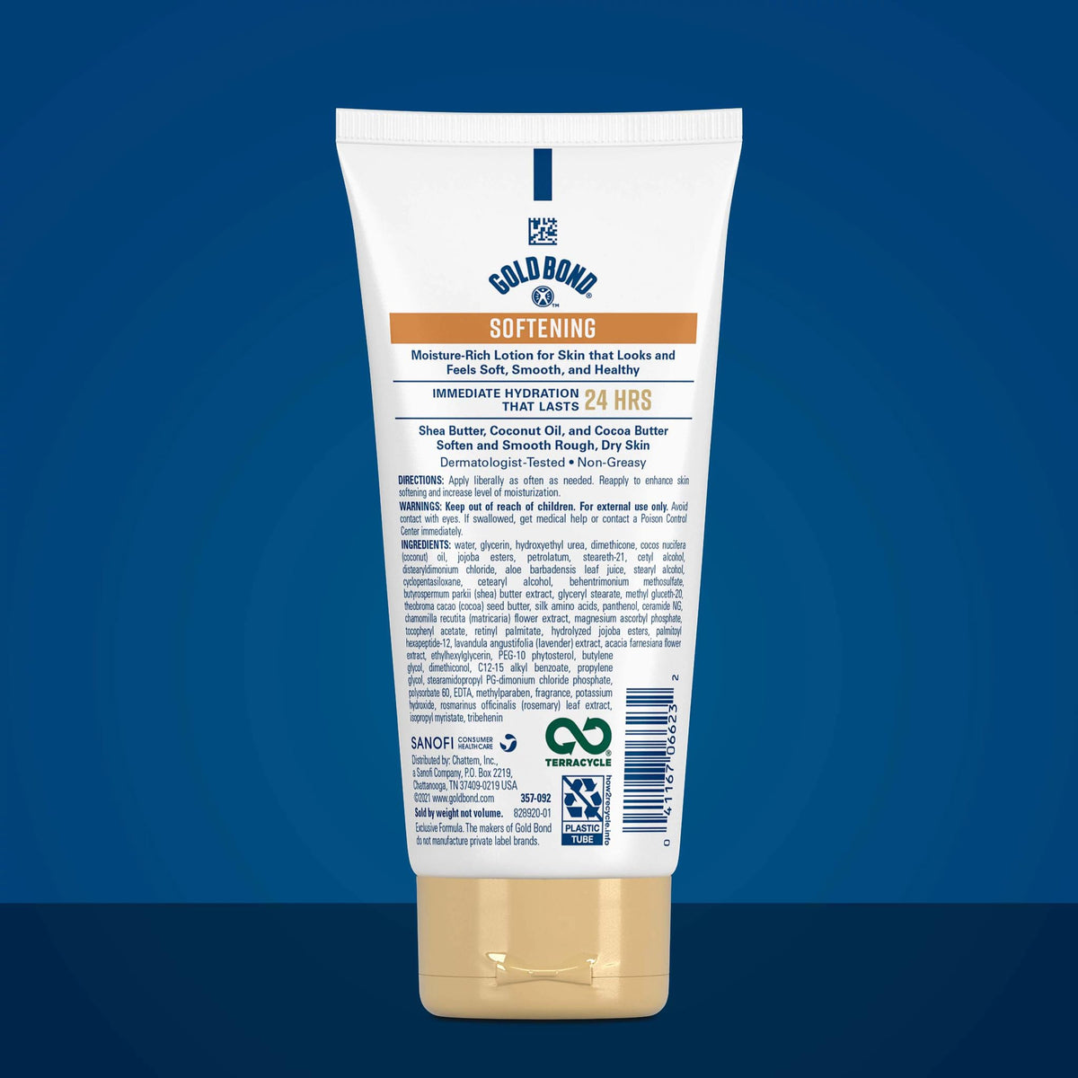 Gold Bond Softening Hydrating Cream with cocoa butter to help skin stay soft.