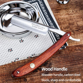 Gold Dollar straight razor brush helps apply cream and build rich lather.