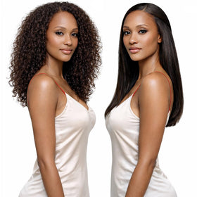 Close-up of applying Gold Label keratin treatment on curly hair.