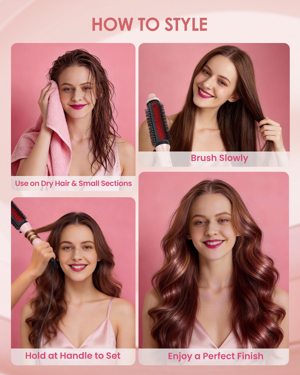 GOLD TIME infrared thermal brush with 6 heat settings for tailored styling