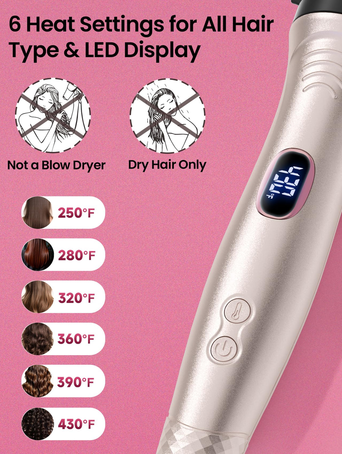GOLD TIME infrared thermal brush in use for smooth, salon-like styling.