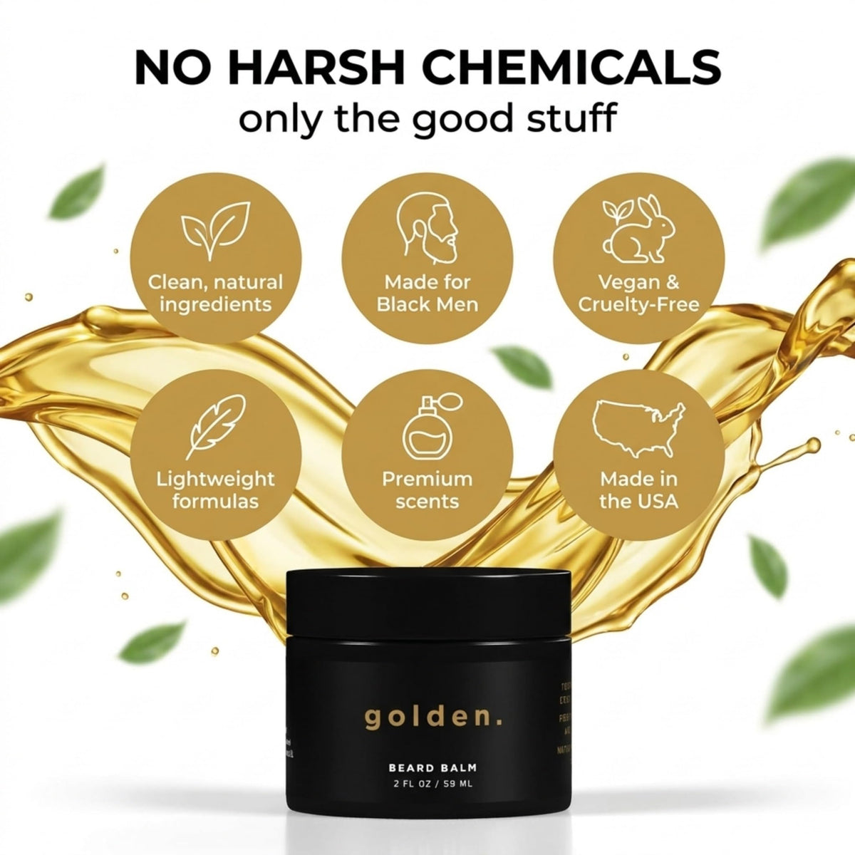 Golden Grooming Beard Balm applying on beard to tame flyaways gently