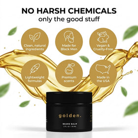 Golden Grooming Beard Balm applying on beard to tame flyaways gently
