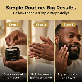 Golden Grooming Beard Balm texture closeup reveals mango butter richness