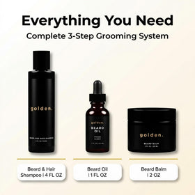 Desk setup of Golden Grooming beard care routine in daily use
