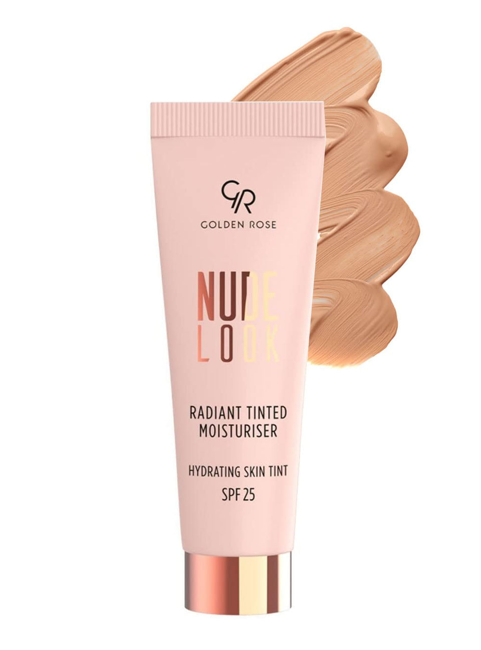 Golden Rose Radiant Tinted Moisturiser bottle closeup shows luminous finish and SPF protection