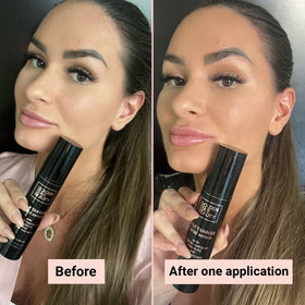 Applying Golden Star Beauty Face Tanner to the face for even tone.