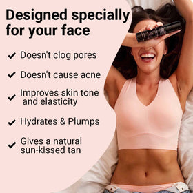 Organic ingredients and hyaluronic acid nourish skin in Golden Star Beauty Face Tanner.