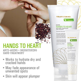 GOLDFADEN MD Hands to Heart application motion demonstrates soothing, non-greasy finish.