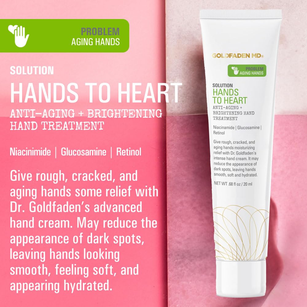 GOLDFADEN MD Hands to Heart cream texture showing rich, quick-absorbing formula for dry hands.