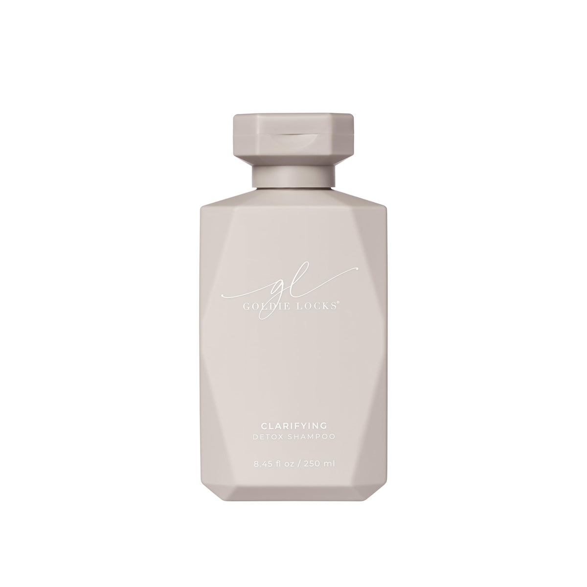 Goldie Locks Clarifying Detox Shampoo bottle demonstrates sulfate-free cleansing for all hair types.