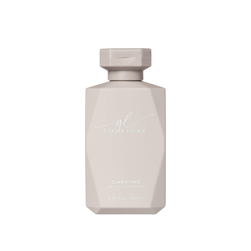 Goldie Locks Clarifying Detox Shampoo bottle demonstrates sulfate-free cleansing for all hair types.