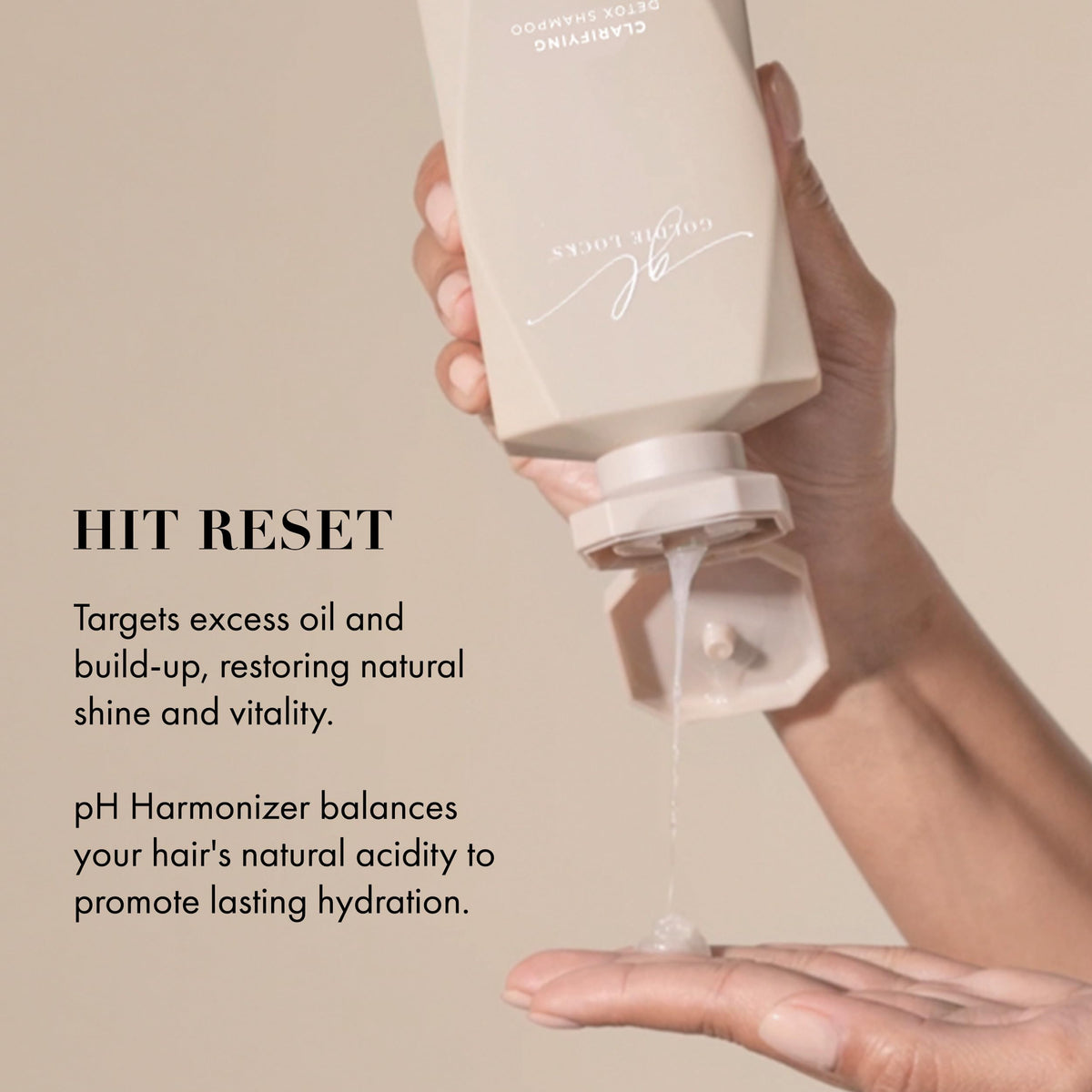 Goldie Locks Clarifying Detox Shampoo pump dispenses smooth, even lather for easy application.