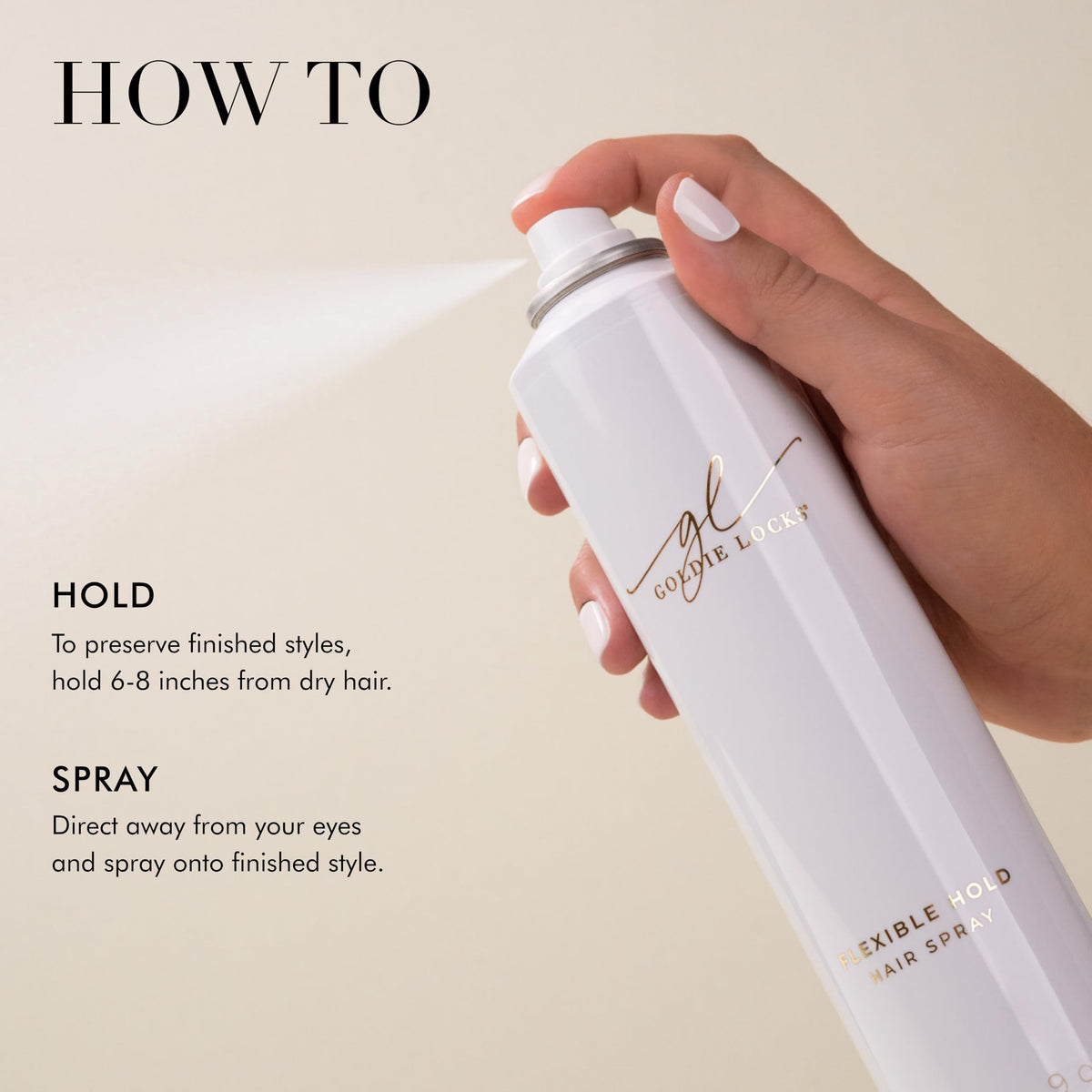 Goldie Locks flexible hold hairspray defined style with natural movement and no stiffness