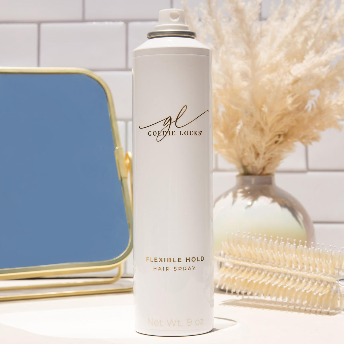 Goldie Locks flexible hold hairspray frizz control in humid conditions for a polished look